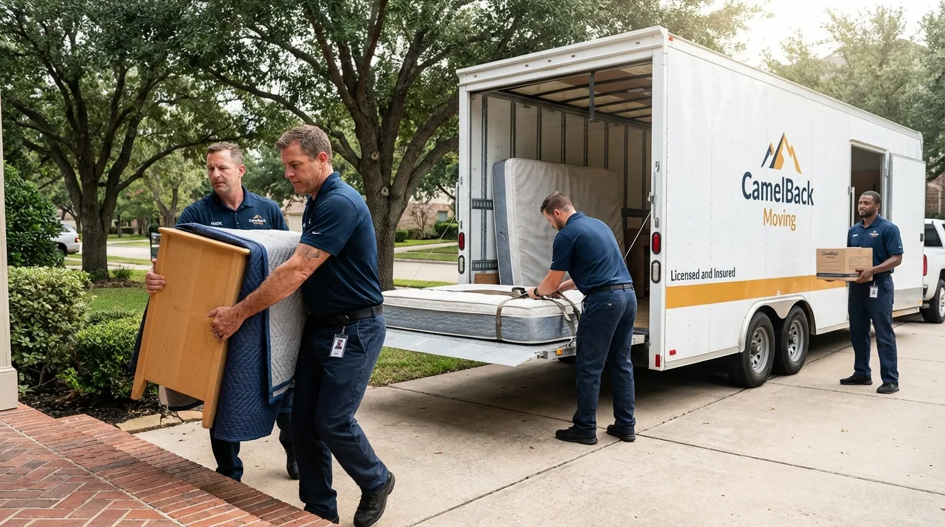 Crew loading residential truck for cross-state move from Winlock, WA