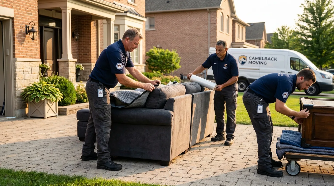 Large estate moving crew wrapping furniture in Winlock, WA